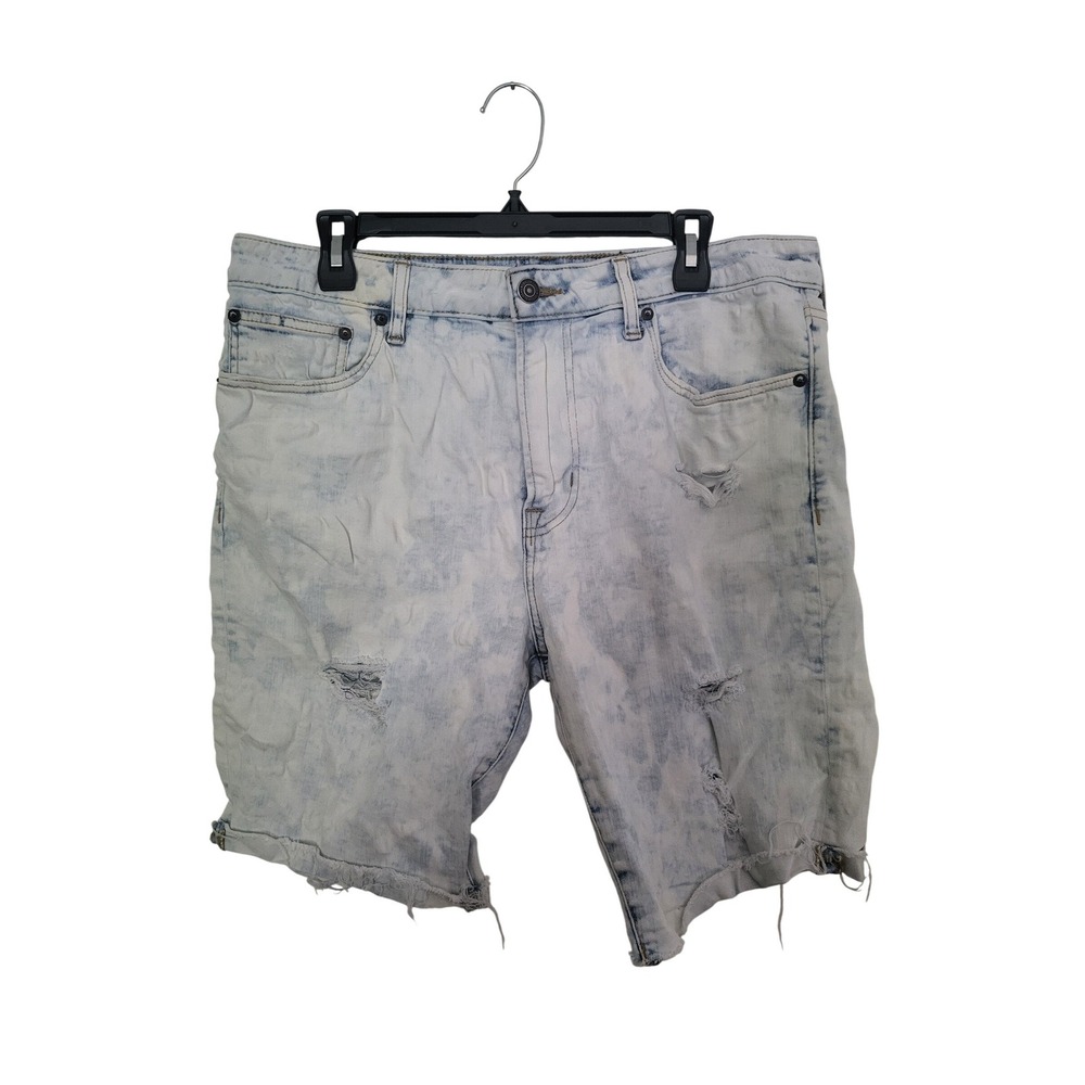 American Eagle Denim Shorts Mens 35 Blue Acid Wash Distressed Extreme Flex